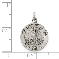 Sterling Silver Our Lady of Fatima Medal Antiqued Die Struck Charm