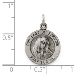 Antiqued Sterling Silver Our Lady of Sorrows Pendant Elegantly Crafted