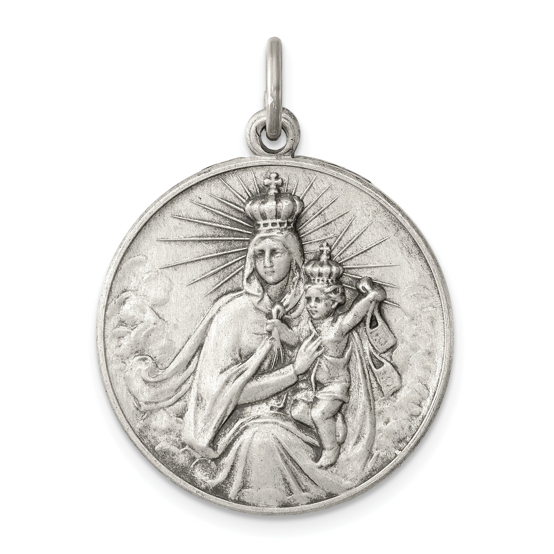 Sterling Silver Antiqued Our Lady of the Holy Scapular Medal