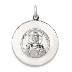 Sterling Silver 925 Queen Scapular Medal with Polished Palladium Finish