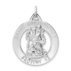 Sterling Silver Rhodium-plated St. Christopher Medal