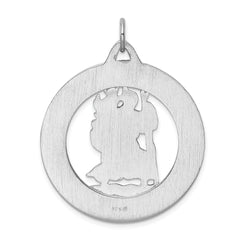 Sterling Silver 925 Saint Christopher Polished Pendant with Rhodium Plating