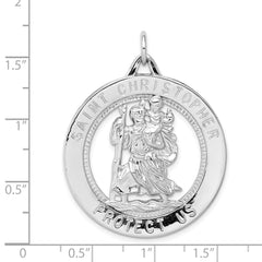 Sterling Silver 925 Saint Christopher Polished Pendant with Rhodium Plating