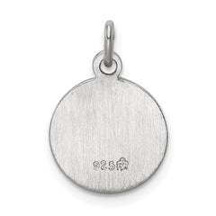 Sterling Silver 925 Saint Christopher Medal with Polished Rhodium Finish