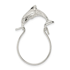 Sterling Silver 925 Polished Dolphin Charm Holder with Anti-Tarnish Finish