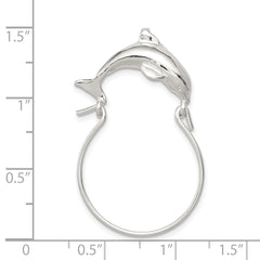 Sterling Silver 925 Polished Dolphin Charm Holder with Anti-Tarnish Finish