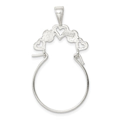 Sterling Silver 925 Heart Charm Holder with Anti-Tarnish Polished Finish