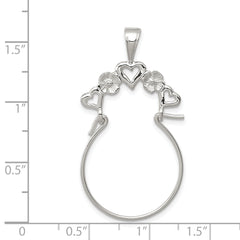 Sterling Silver 925 Heart Charm Holder with Anti-Tarnish Polished Finish