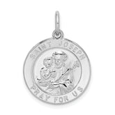 Sterling Silver Rhodium-plated Saint Joseph Medal