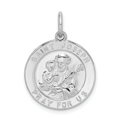 Sterling Silver Rhodium-plated Saint Joseph Medal