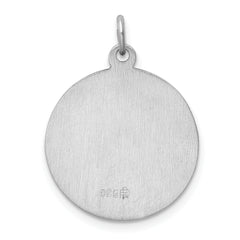 Sterling Silver Saint Jude Medallion Pendant with Rhodium Polished Finish