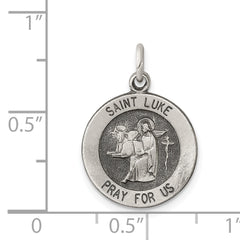 Sterling Silver 925 Saint Luke Medal Pendant with Antiqued Finish