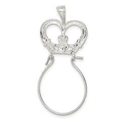 Sterling Silver 925 Claddagh Charm Holder with Polished Anti-Tarnish Finish