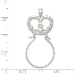 Sterling Silver 925 Claddagh Charm Holder with Polished Anti-Tarnish Finish