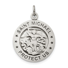 Sterling Silver 925 Saint Michael Navy Pendant with Antiqued Finish