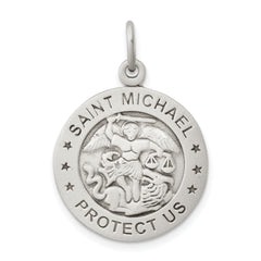 Sterling Silver 925 Saint Michael Marine Corp Medal Pendant Solid Die Struck