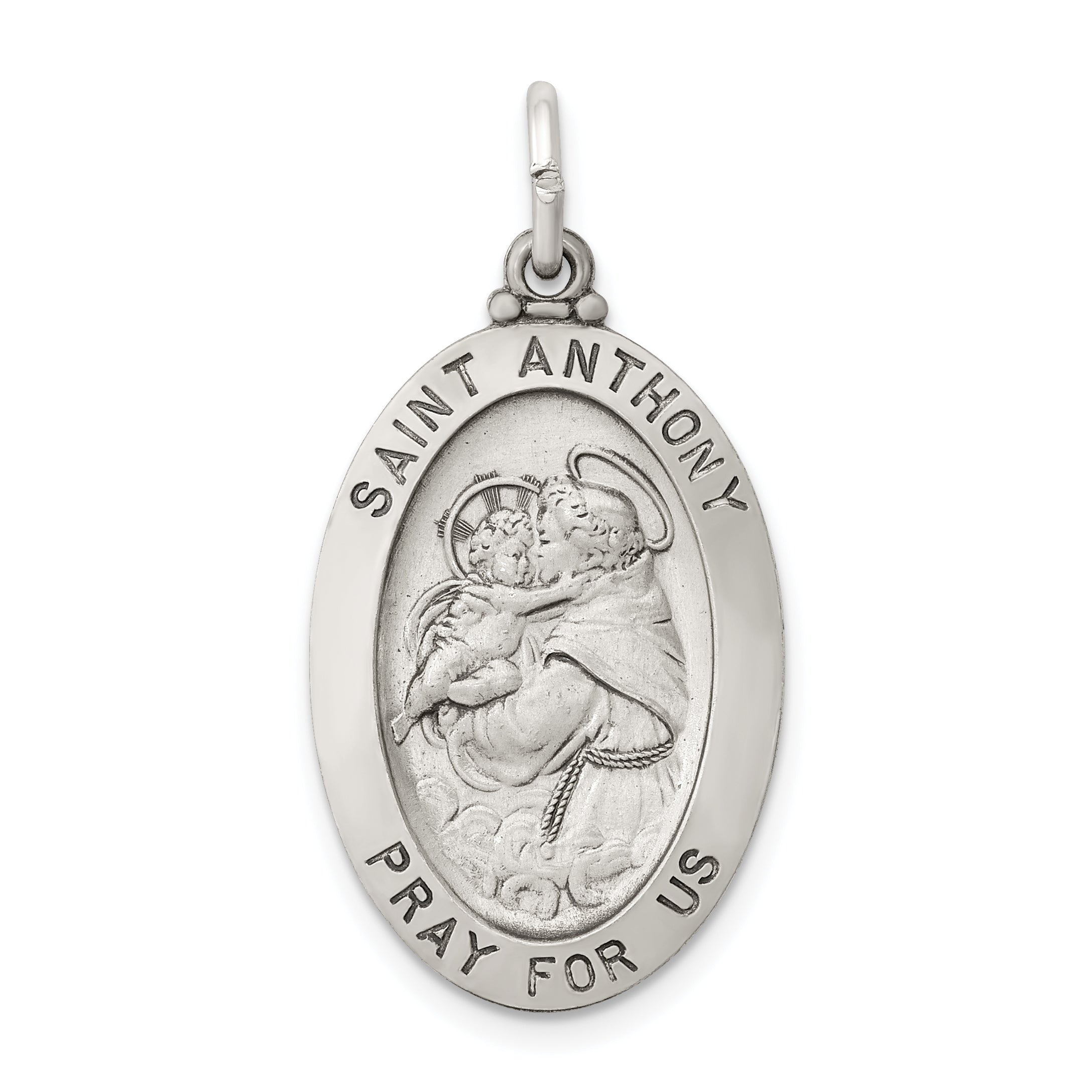 Sterling Silver Antiqued Saint Anthony Medal