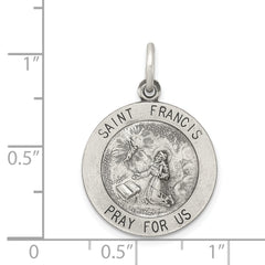 Sterling Silver Saint Francis Pendant with Antiqued Finish