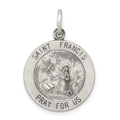 Sterling Silver Antiqued Saint Francis Medal