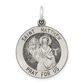 Sterling Silver Antiqued Saint Matthew Medal