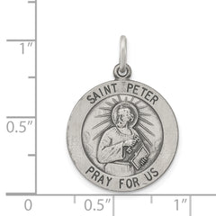 Sterling Silver 925 Saint Peter Medal Antiqued Pendant Solid Vintage Charm