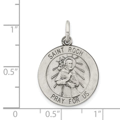 Antiqued Sterling Silver Saint Roch Medal Pendant Vintage Inspired