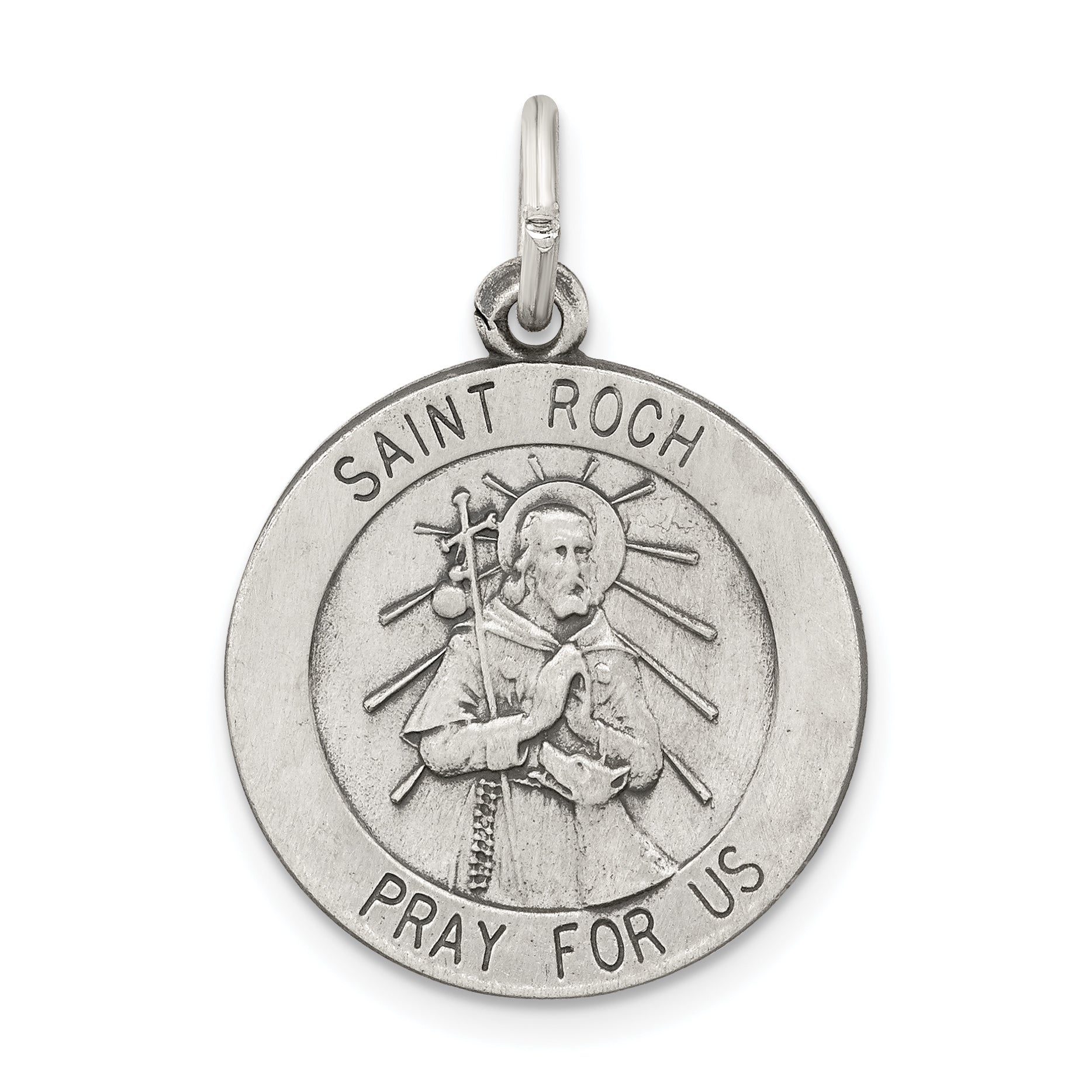 Sterling Silver Antiqued Saint Roch Medal