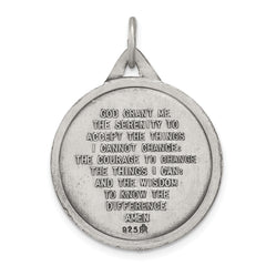 Sterling Silver 925 Praying Hands Pendant with Antiqued Finish