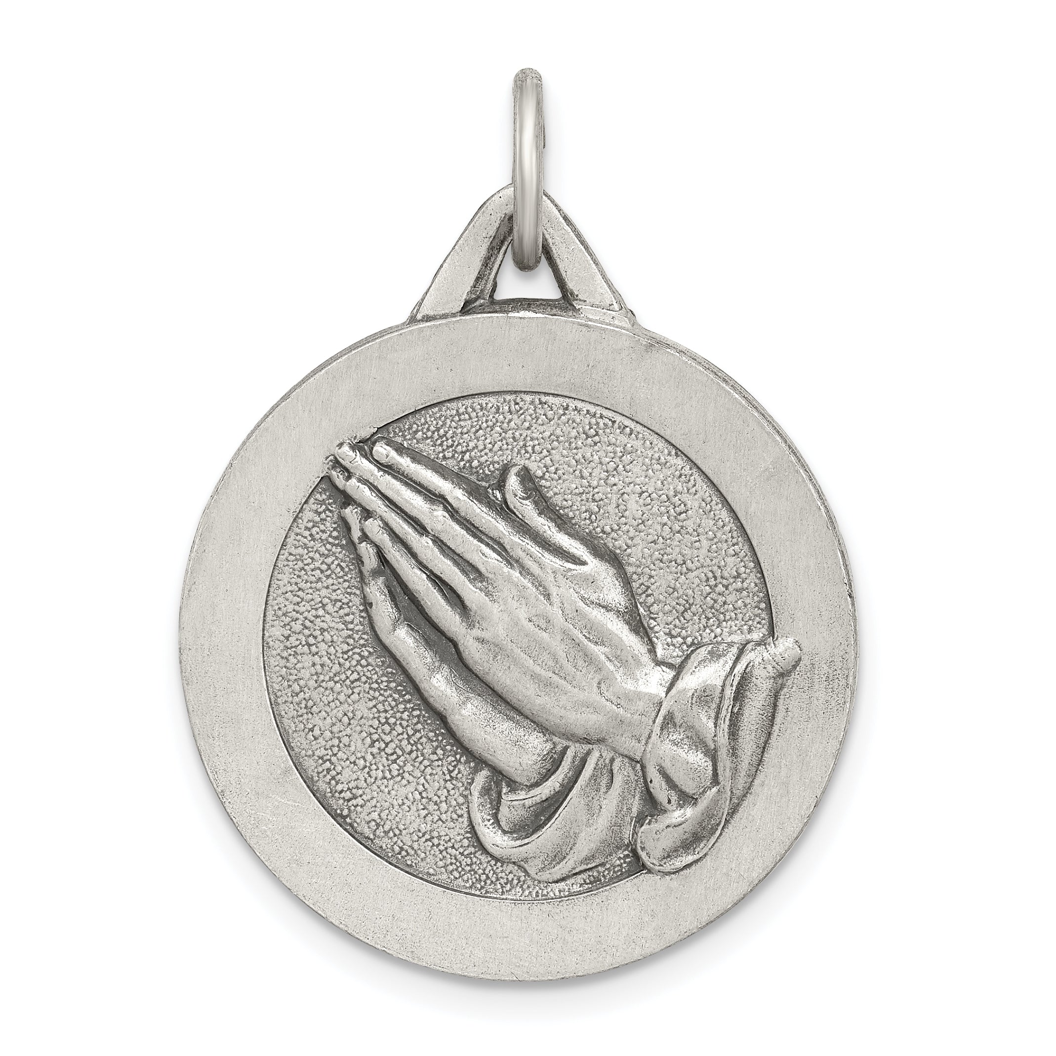 Sterling Silver Antiqued Praying Hands Pendant
