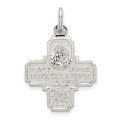 Sterling Silver 4-Way Medal Pendant with Polished Palladium Finish
