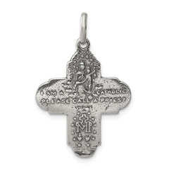Sterling Silver 925 Reversible Antique 4-Way Medal Pendant