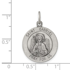 Sterling Silver 925 Saint Gabriel Antique Medal Pendant Solid & Themed