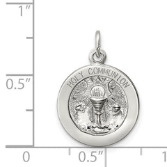Sterling Silver 925 Holy Communion Medal with Polished Palladium Charm