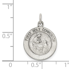 Sterling Silver 925 Antiqued Communion Medal Pendant by Sophia Jewelers