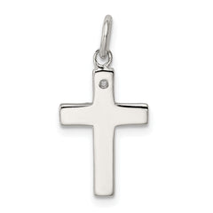 Sterling Silver 925 CZ Faith Cross Charm Pendant Antiqued Rhodium-Plated
