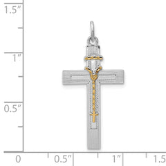 Sterling Silver 925 Rosary Cross Pendant with Rhodium Plating