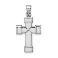 Reversible 925 Sterling Silver Cross Pendant with Rhodium 3D Design