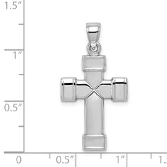 Reversible 925 Sterling Silver Cross Pendant with Rhodium 3D Design