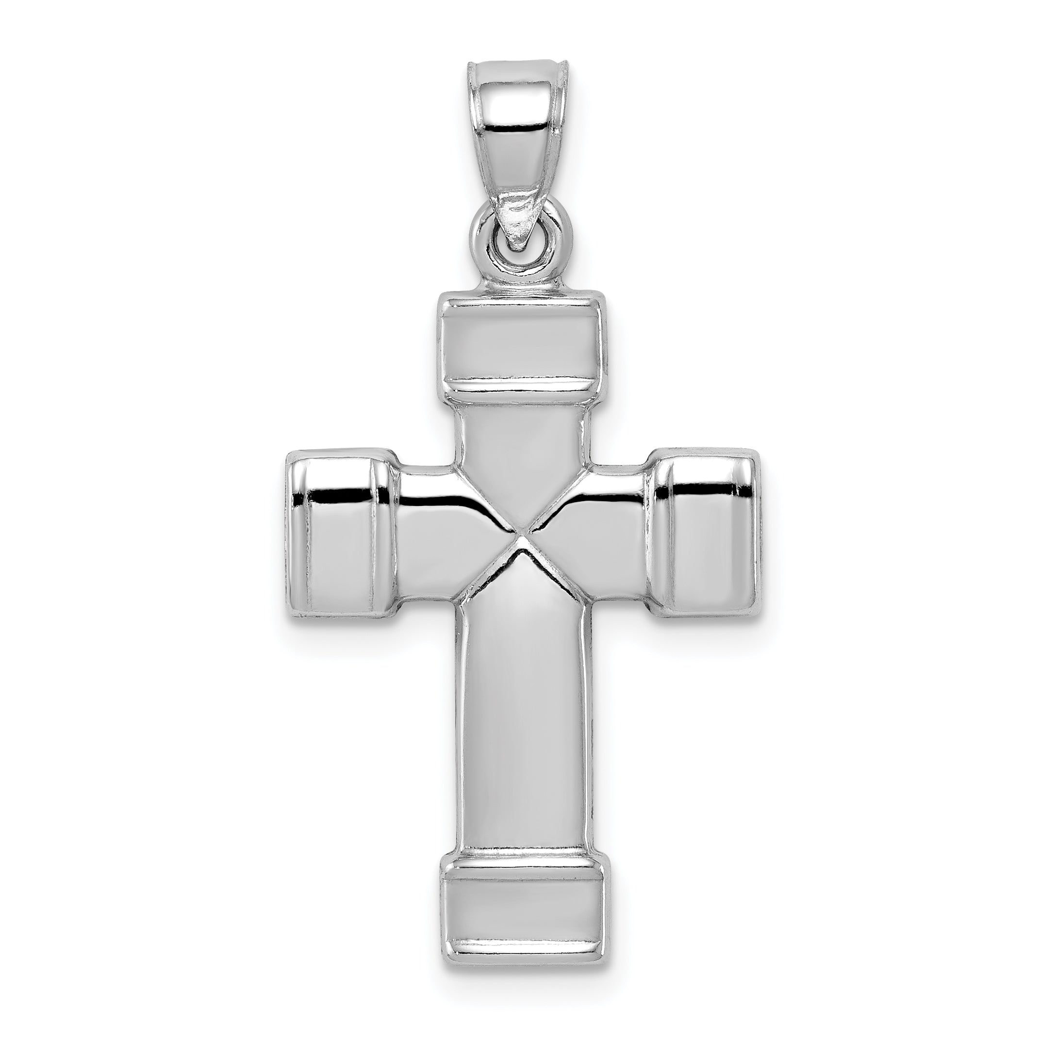 Sterling Silver Rhodium-plated Hollow Reversible Cross Pendant