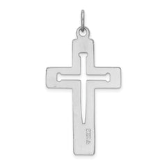 Sterling Silver 925 Polished Latin Cross Pendant Rhodium-Plated Sophisticated Design