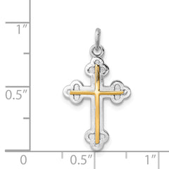 Sophia Jewelers 925 Sterling Silver Gold-Plated Cross Pendant with Rhodium Finish