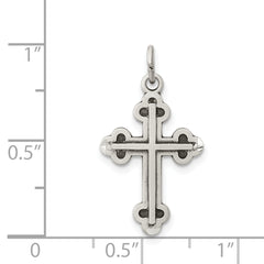 Sterling Silver 925 Antiqued Budded Cross Charm Vintage Appeal