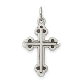 Sterling Silver Antiqued Budded Cross Charm