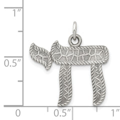 Sterling Silver 925 Chai Pendant with Antiqued Finish Vintage Charm