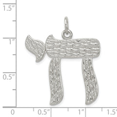 Sterling Silver 925 Chai Pendant with Polished Palladium Finish