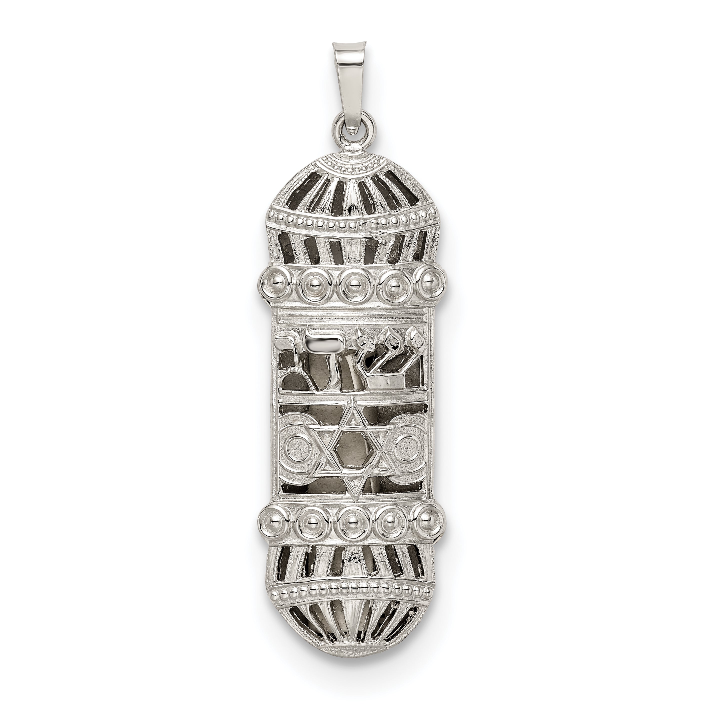 Sterling Silver Fancy Mezuzah Pendant