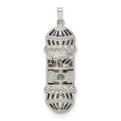 Sterling Silver Fancy Mezuzah Pendant