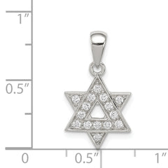 Sterling Silver Rhodium-plated CZ Star of David Pendant