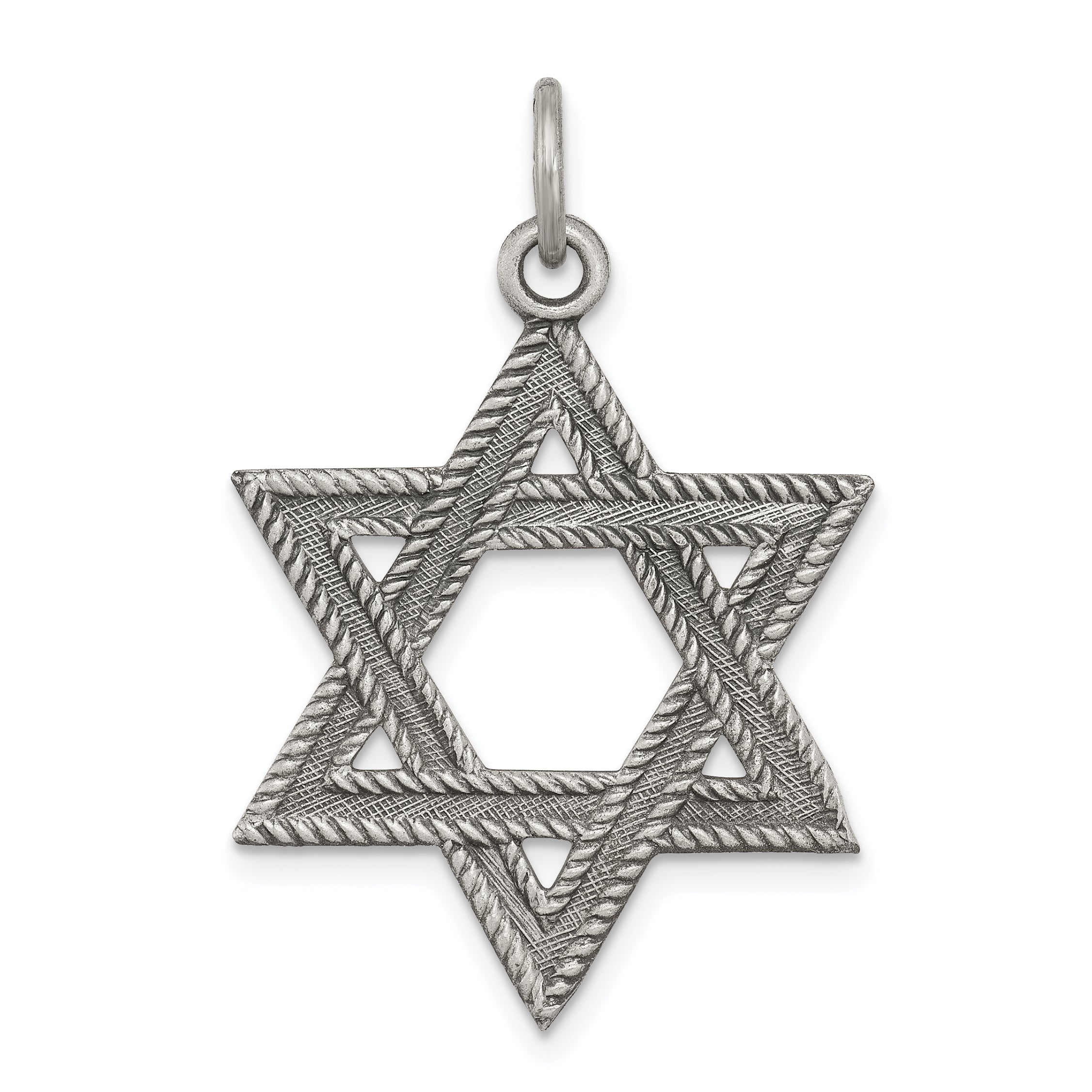 Sterling Silver Antiqued Star of David Charm