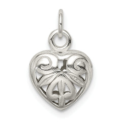 Sterling Silver 925 Heart Charm with Polished Anti-Tarnish Finish